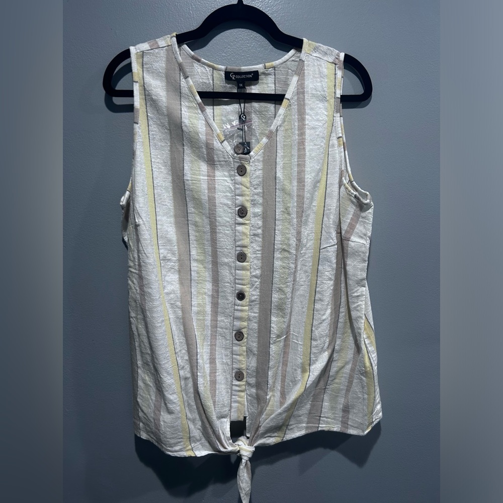 CZ Collection Plus Size 1X Linen Tank Blouse NWT